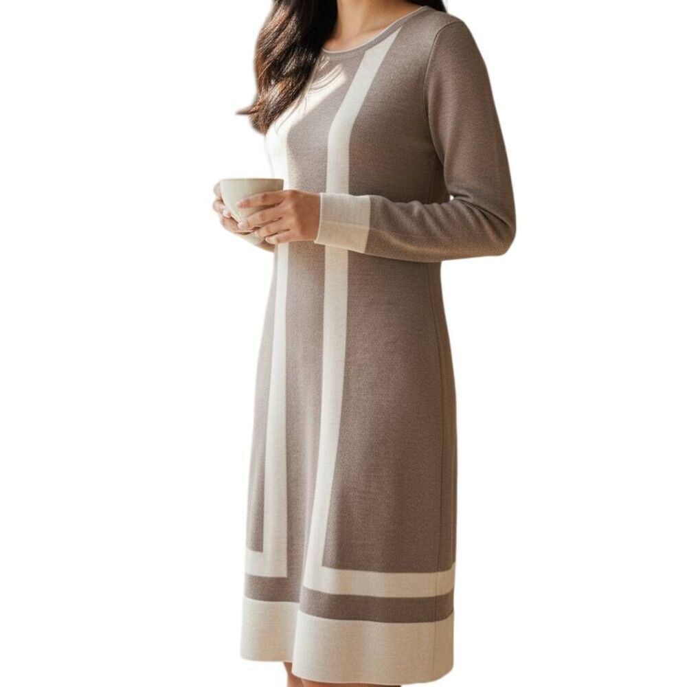 PREMISE WOMEN'S SWEATER DRESS SZ.XS BEIGE TAUPE LONG SLEEVE CASHMERE BLEND EUC.